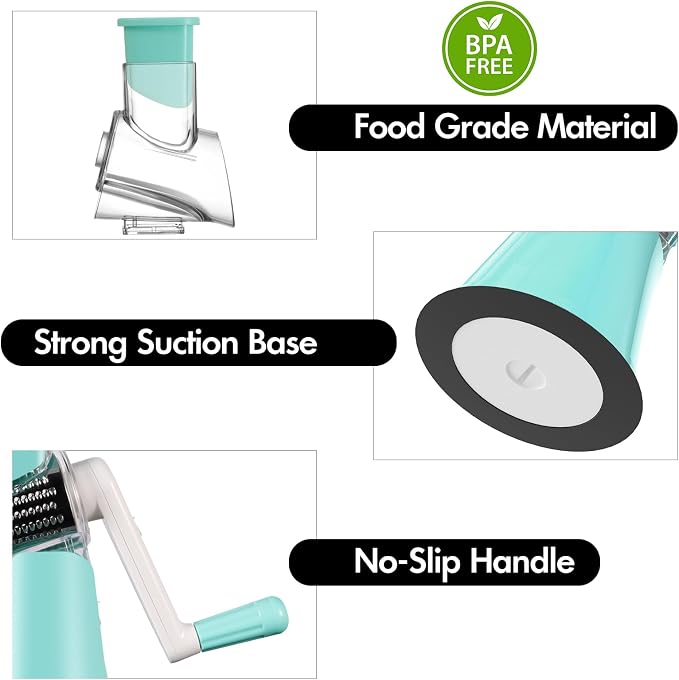 Cheese Grater Hand Crank, Rotary Vegetable Shredder - Image 7