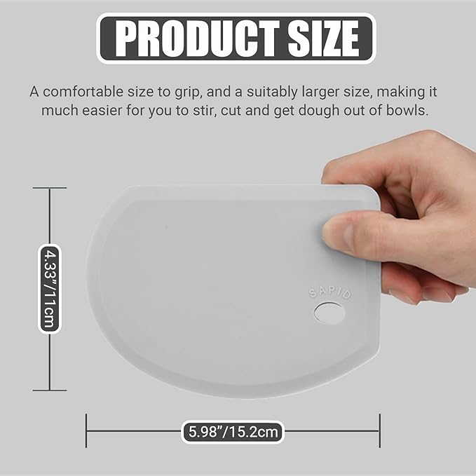 Silicone Dough Scraper with Stainless Steel Sheet, Curved Edge Flexible Bowl - Image 3