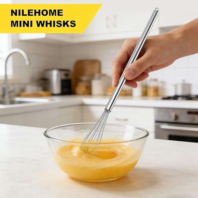 NileHome Mini Whisks Stainless Steel Whisk Set 7" 9" 11"Kitchen Small Wisk - Image 4