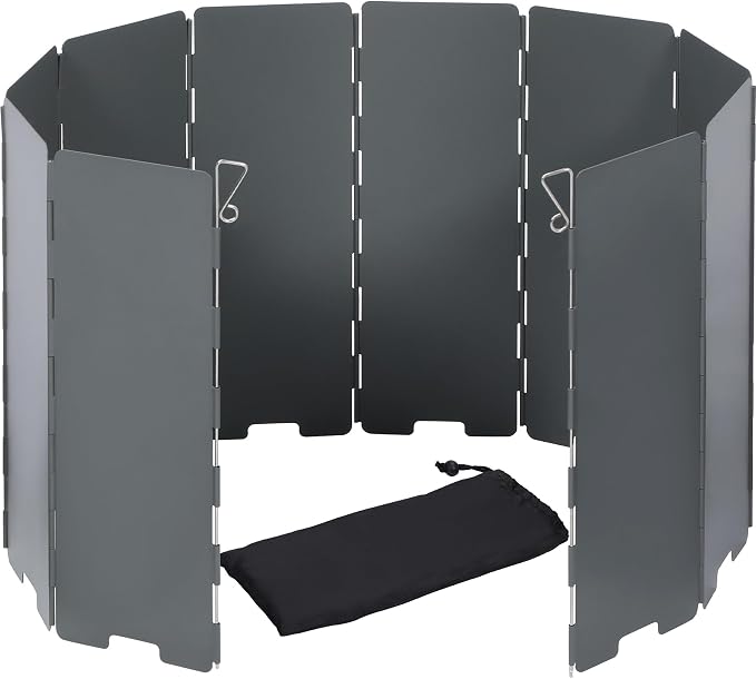 REDCAMP Folding Outdoor Stove Windscreen, 10 Plates Iron Camping Stove by REDCAMP