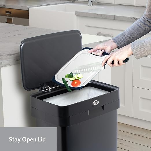 Clorox 13 Gallon Trash Can - 50L Kitchen Trash Can - Rectangular Black - Image 7