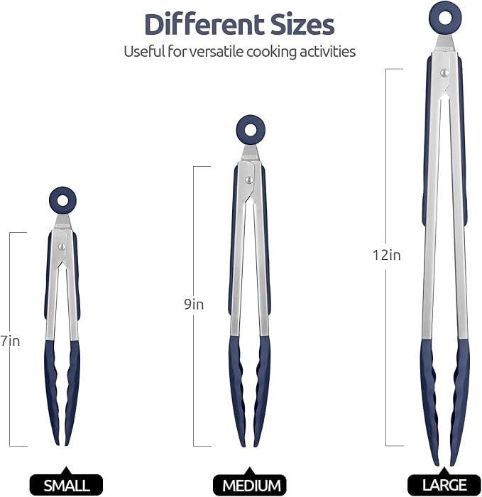 600ºF Heat Resistant Kitchen Tongs: U-Taste 7/9/12 inch Silicone Cooking Tong - Image 2