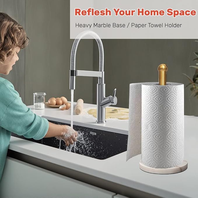 Heavy Weighted Paper Towel Holder, Easy One-Handed Design - Image 7