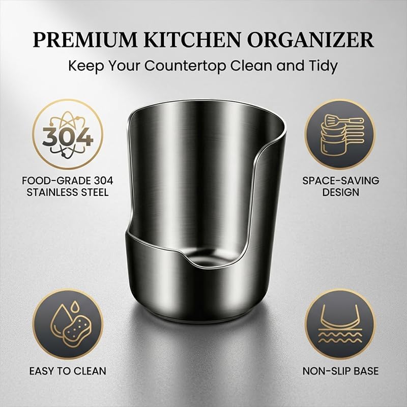 Stainless Steel Utensil Holder and Spoon Rest for Kitchen Counter,1PC