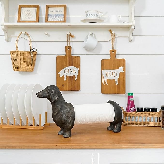 Vintage Dachshund Dog Paper Towel Holder Black Wiener Dog Tissue Towel Display - Image 3