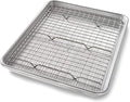 USA Pan Bakeware Quarter Sheet Baking Pan and Bakeable Nonstick Cooling Rack Set by USAPan