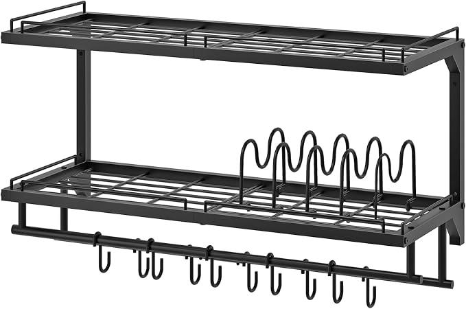 CHOEZON Pot Rack, Wall Mounted Pan Holder, 2-Tier Pot and Pan Organizer - Image 9