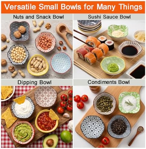 Frcctre Set of 12 Ceramic Dipping Sauce Bowls, 3 Oz Porcelain Pinch