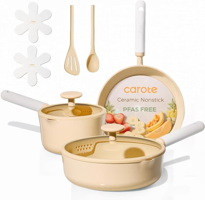 CAROTE Ceramic Cookware Set Nonstick, Non-Toxic & PFAS-Free, Dishwasher by CAROTE