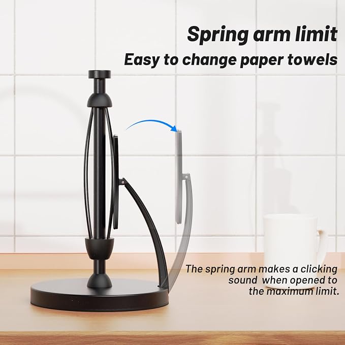 VEHHE Paper Towel Holder Countertop, One-Handed Tear, Stainless Steel, Stand - Image 4