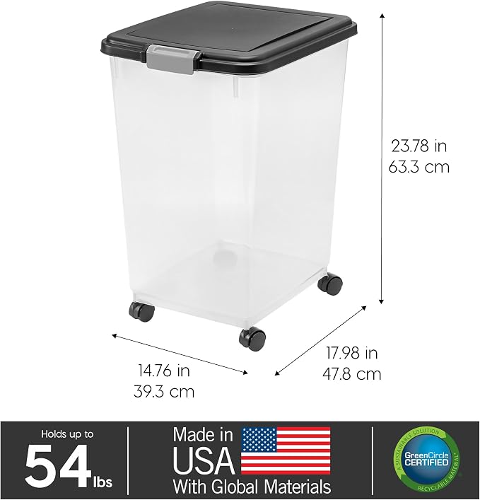 IRIS USA Airtight Dog Food Storage Container, Attachable Wheels, - Image 3