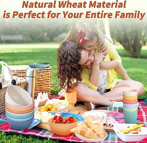 Reusable Bowls Set Unbreakable Cereal Bowls,24 OZ Wheat Straw Fiber