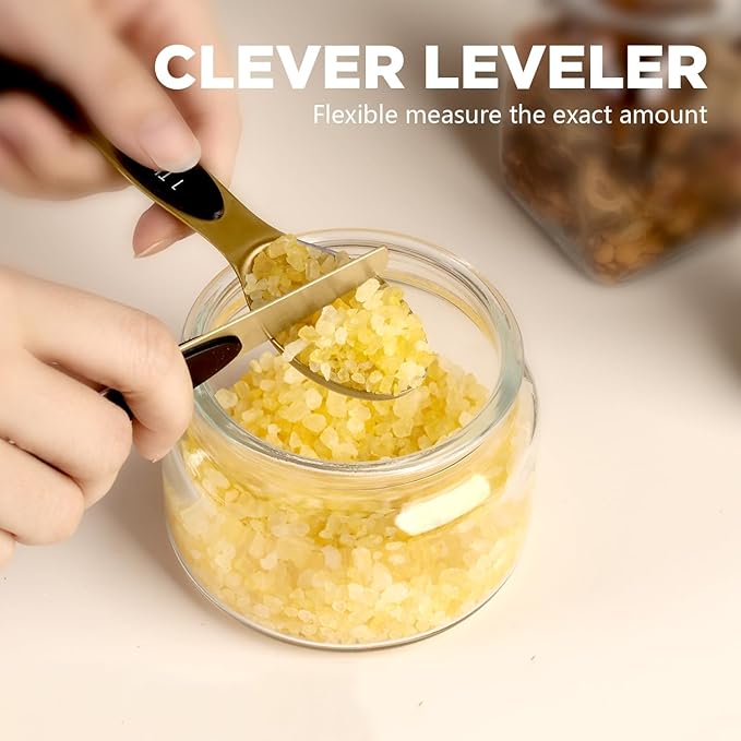 ChefAide Pack of 8 Stainless Steel Magnetic Measuring Spoons Set, Dual Sided - Image 3