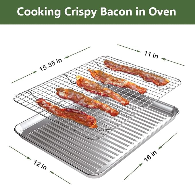 ROTTAY Baking Sheet with Rack Set, Stainless Steel Cookie Sheet with Cooling - Image 3