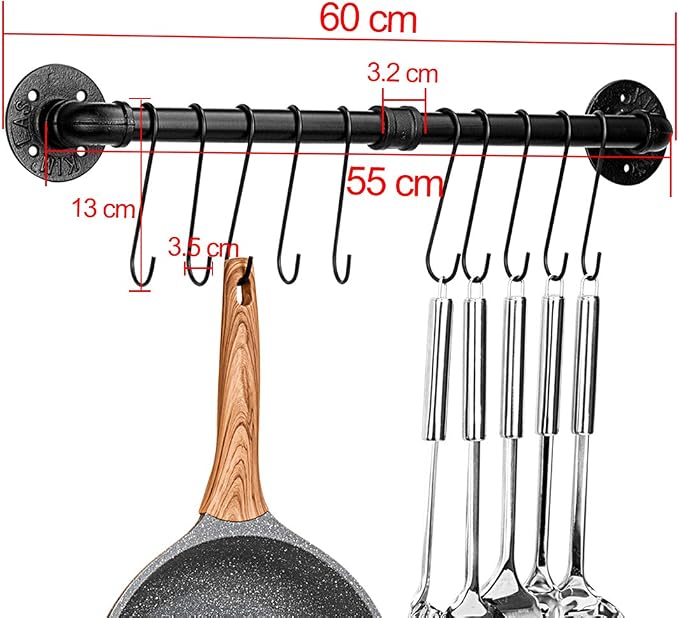 Toplife 23.7 inch Pot Rack, Kitchen Wall Mounted Detachable Pan Lid Utensils - Image 2