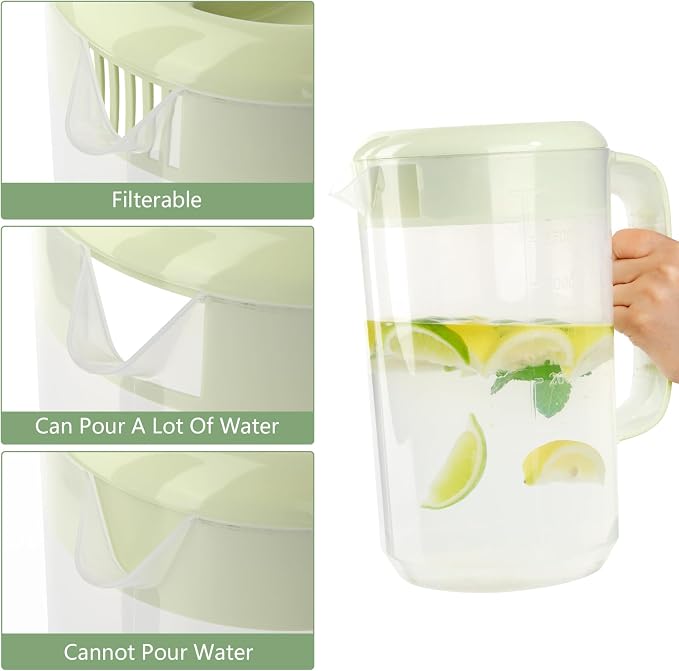 Clear Plastic Pitcher with Lid, 2 Pack Clear Water Pitcher - Image 4
