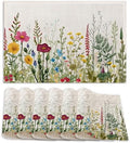 Set of 6 Washable Herbs and Wild Flowers Placemats Non-Slip