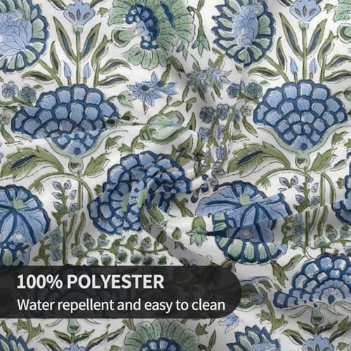 Boho Square Tablecloth 54x54 Inch Blue Green Vintage Floral Table
