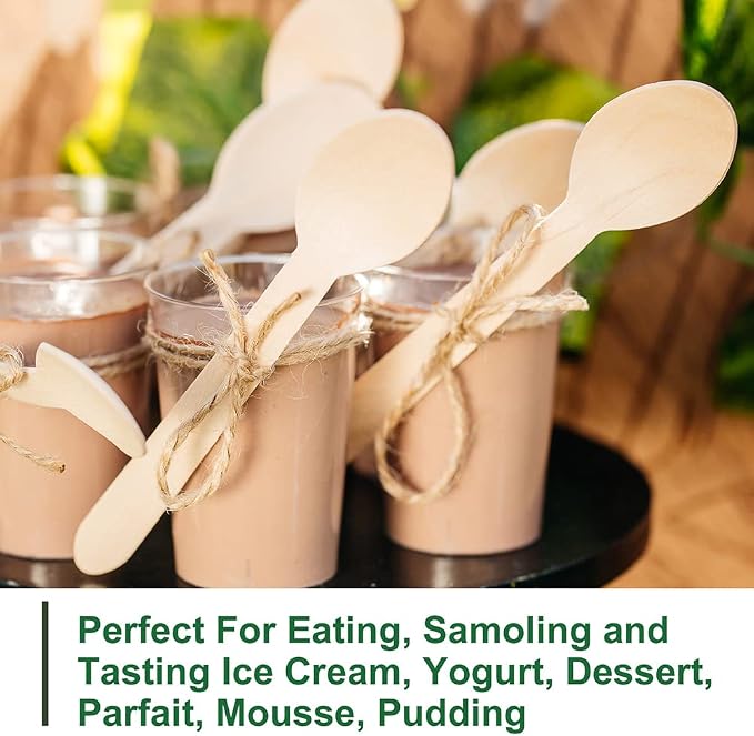 LotFancy Disposable Wooden Spoons, Biodegradable Compostable Eco-friendly - Image 7