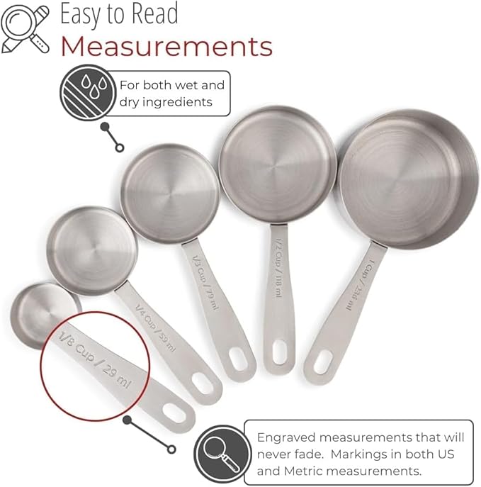 husMait Stainless Steel Measuring Cups & Spoons - Image 3