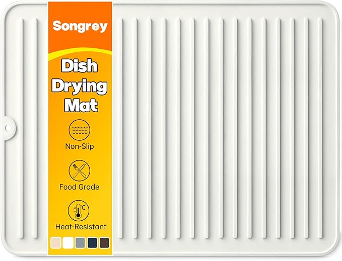 Songrey 16" x 12" Silicone Dish Drying Mat, Kitchen Counter Drying Pad by Unknown