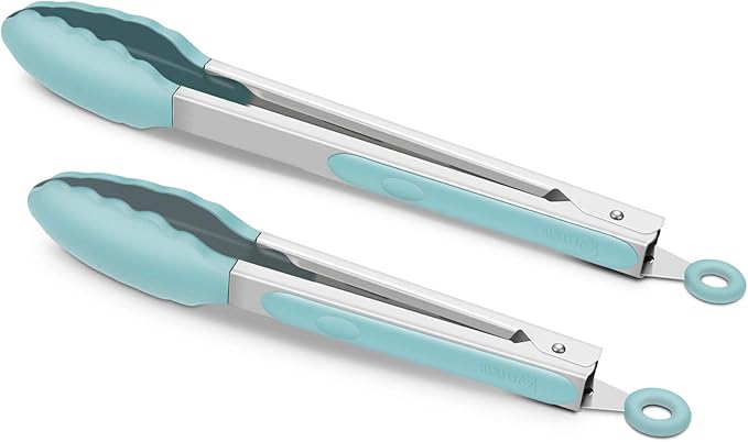 2 Pack Silicone Kitchen Tongs – 9" & 12" Set, Heat Resistant up to 500°F by ALLWIN-HOUSEWARE