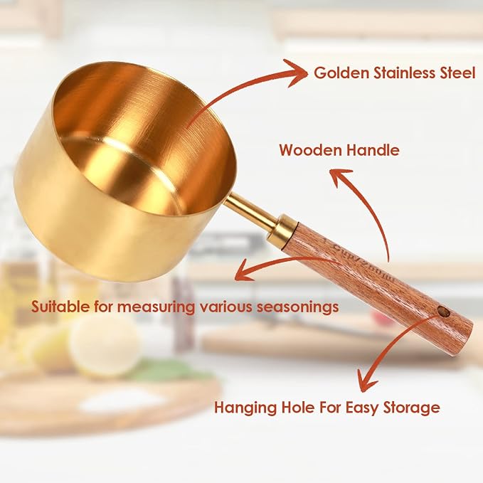 Collection 8 Piece Gold Measuring Cups Set and Measuring Spoons - Image 5