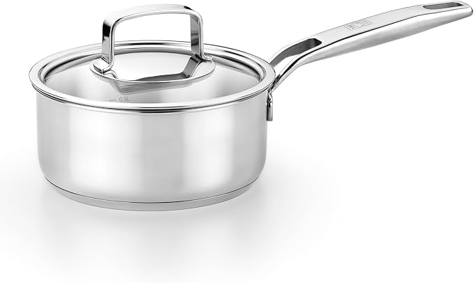 BRA COOKWARE Signature Stainless Steel Sauce Pot w/Glass Lid | 6.3 Inch 1.2 by BRACookware
