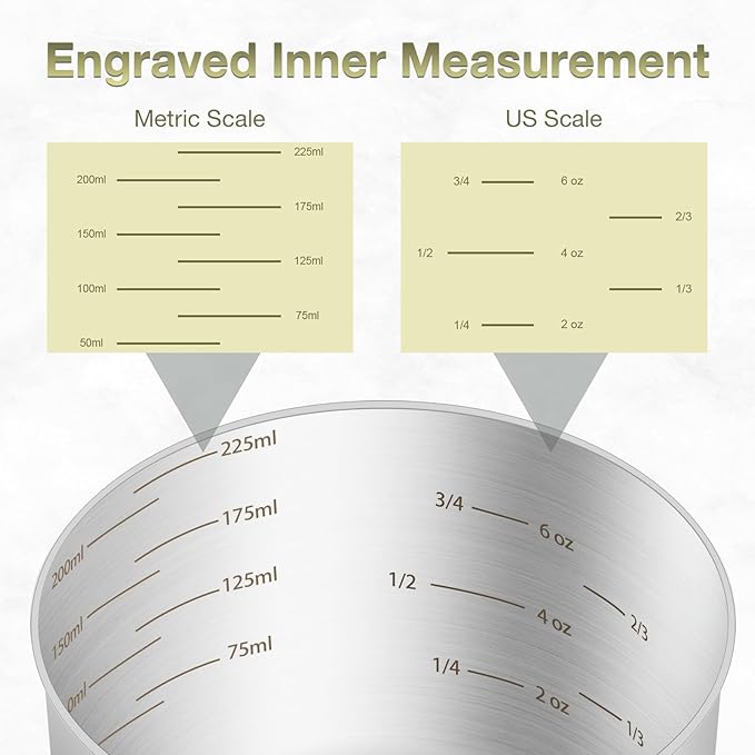 1PCS 1Cup Single Measuring Cup, Etched Inner Scale Stainless Steel Measure Scoop - Image 3