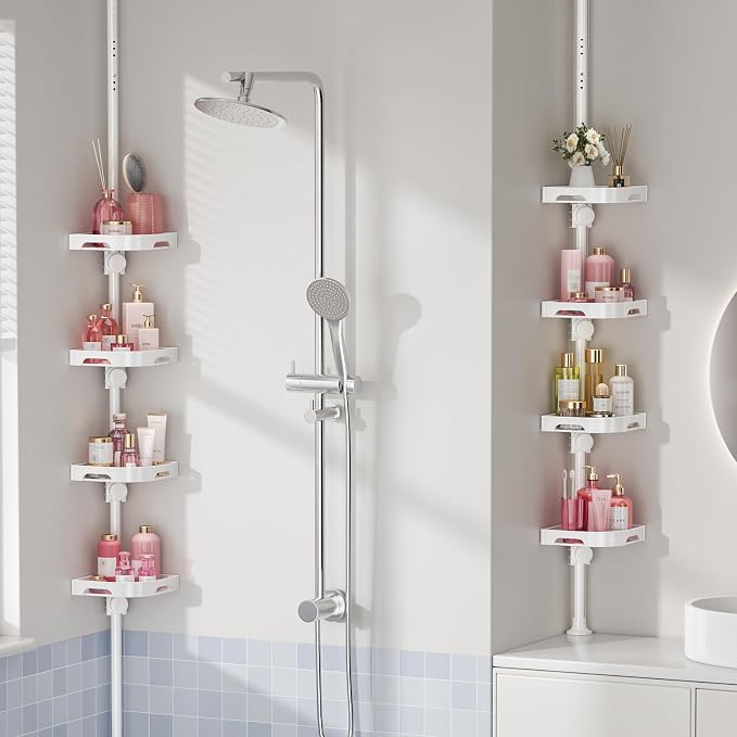 shuang qing 4-Tier Corner Shower Caddy Tension Pole Organizer - Image 5
