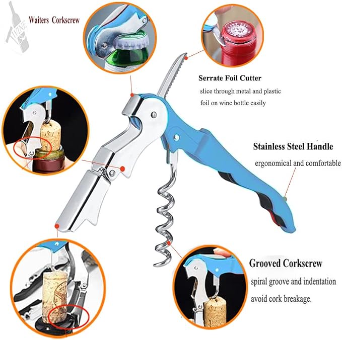 Professional Waiter Corkscrew Wine Openers Set, Heavy Duty Stainless Steel - Image 2