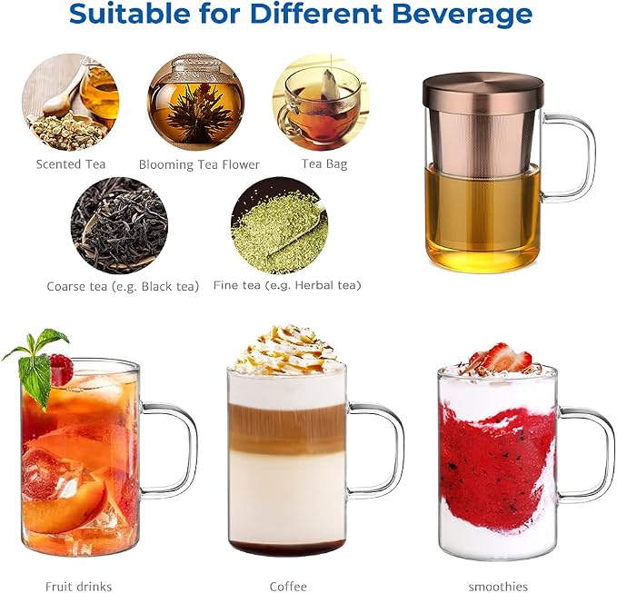 ecooe Tea Infuser Mug 16.9oz Glass Tea Cup - Image 4