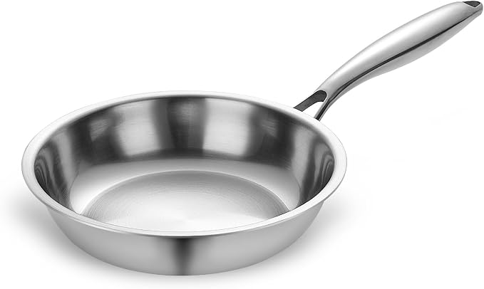 SuperCook Tri-Ply Clad Stainless Steel Frying Pan 8 Inch, Stainless Clad Frying by SuperCook