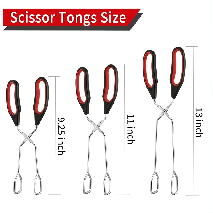 Stainless Steel Scissor Tongs 9.25-Inch, and 13-Inch Set - Image 2