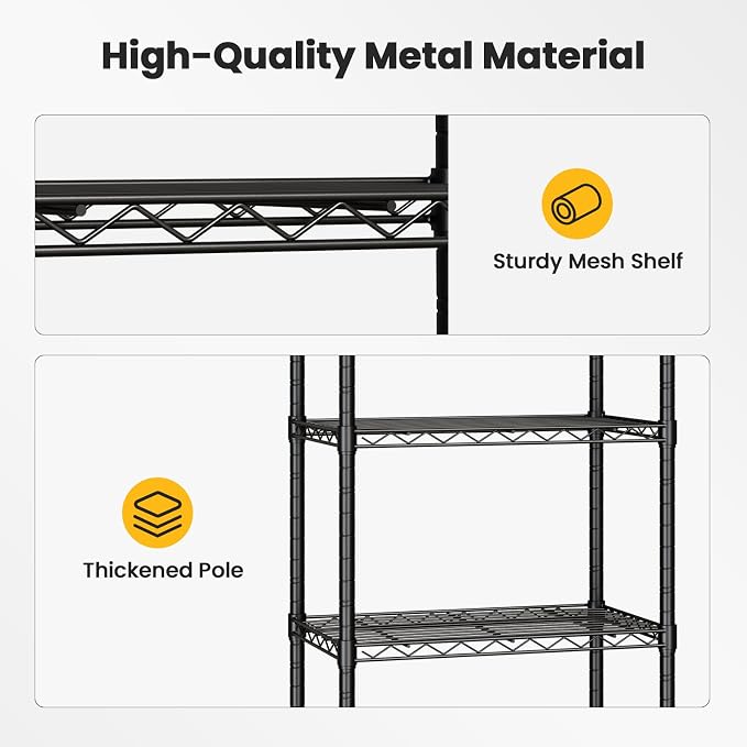 DUMOS 5-Tier Metal Wire Storage Shelves, Adjustable Standing Storage Rack Shelf - Image 5