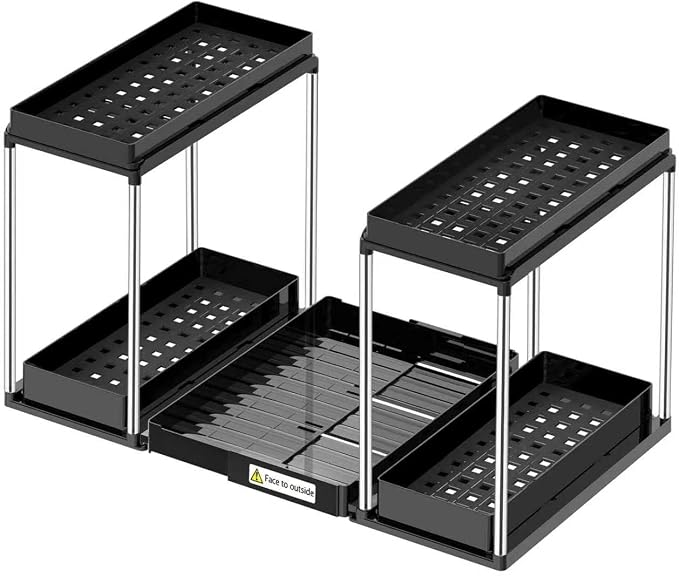 NIUXX Expandable Under Sink Organizer: 2 Tier Under Cabinet Organizer by NIUXX