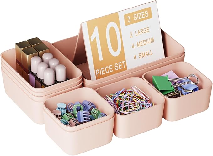 Plastic Drawer Organizers, Bathroom and Vanity Organizer Plastic Tray, Makeup by Homhut