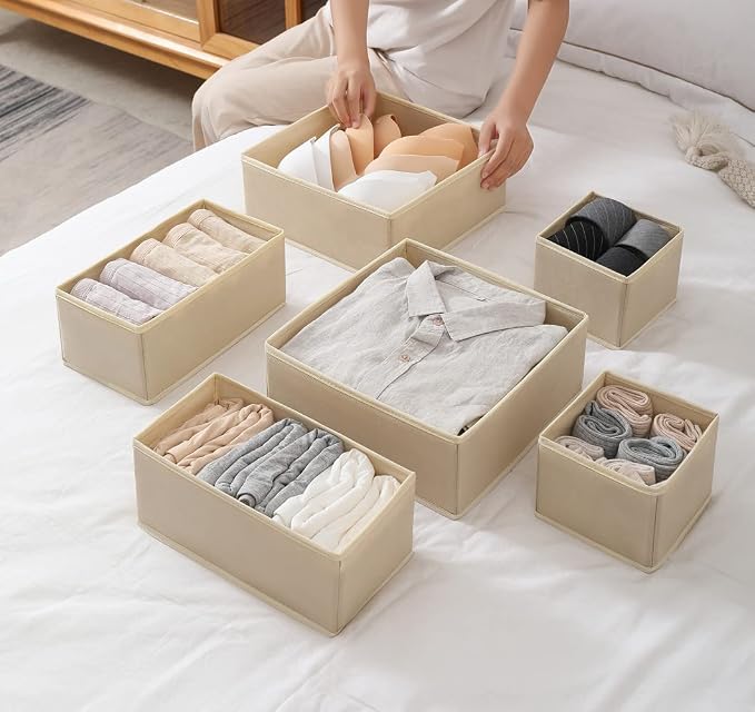 Fordonral 12 Pack Drawer Organizer Clothes, Foldable Fabric Dresser Organizer - Image 5