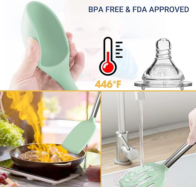 Silicone Cooking Utensil Set, Fungun Non-stick Kitchen Utensil 24 Pcs Cooking - Image 2