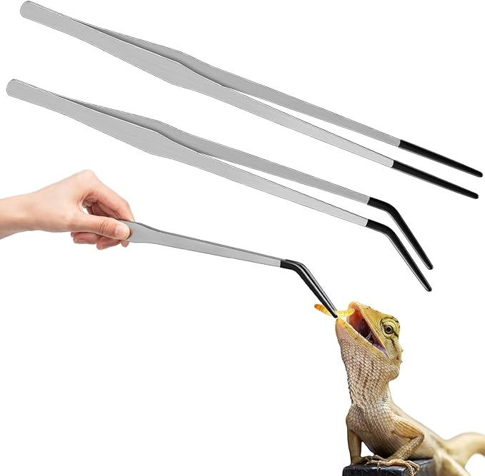 Lasnten 2 Pcs Extra Long Stainless Steel Reptile Feeding Tongs by Lasnten