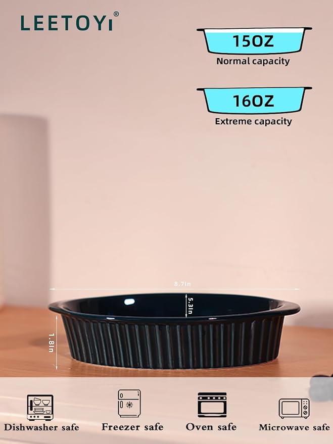 LEETOYI Porcelain Small Oval Au Gratin Pans, Baking Dish Set - Image 5