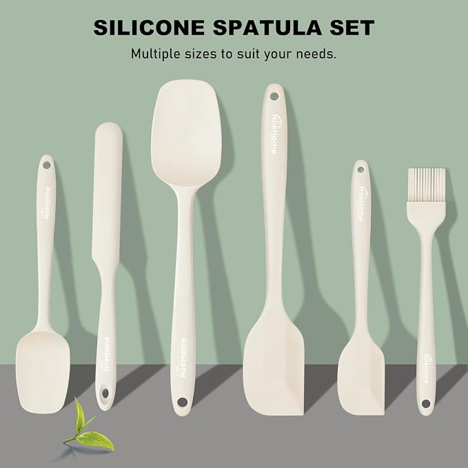 NileHome Silicone Spatula Set, 6 Pieces Food Grade Kitchen Utensils - Image 6