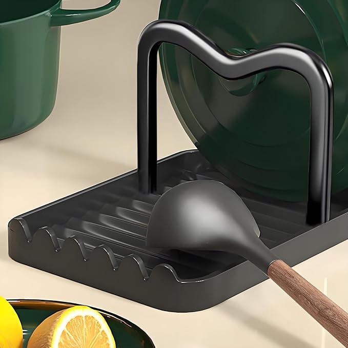 Spoon Rest with Lid Holder, Stainless Steel Lid Holder While Cooking & - Image 2