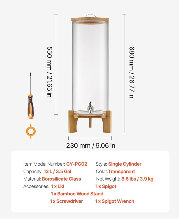 VEVOR Beverage Dispenser, 3.5 Gallon Drink Dispensers - Image 7