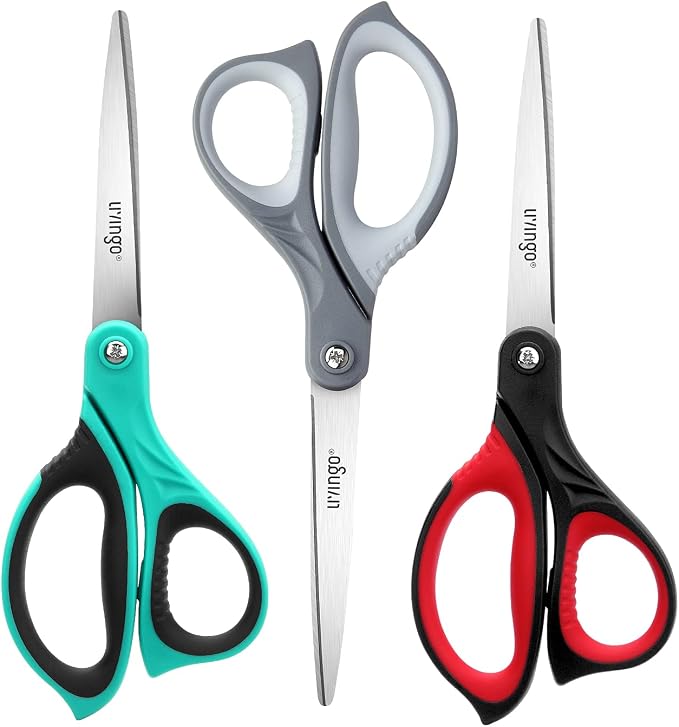 LIVINGO 8.5" Scissors All Purpose, 3 Pack Ultra Sharp Blade Shears, by LIVINGO