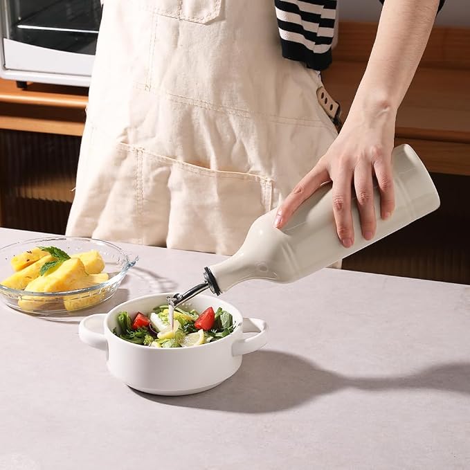 Sweejar Large Ceramic Olive Oil Dispenser Bottle, Opaque Oil Cruet Protects to - Image 3