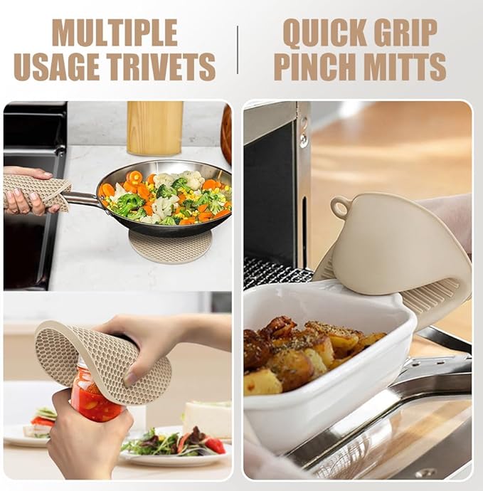Rorecay Oven Mitts and Pot Holders Sets 6pcs, Extra Long Kitchen Silicone Oven - Image 3