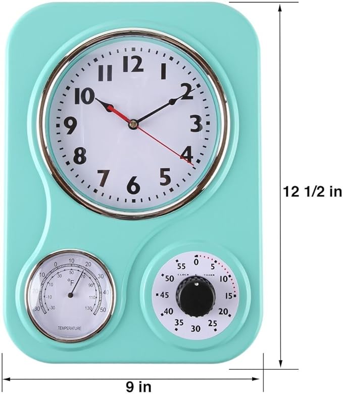 Lily's Home - 9.5 Inch x 12.5 Inch - Retro Kitchen Wall Clock, Vintage Wall - Image 4