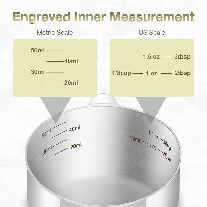 2PCS 1/4Cup Single Measuring Cup, Etched Inner Scale Stainless Steel Measure - Image 3