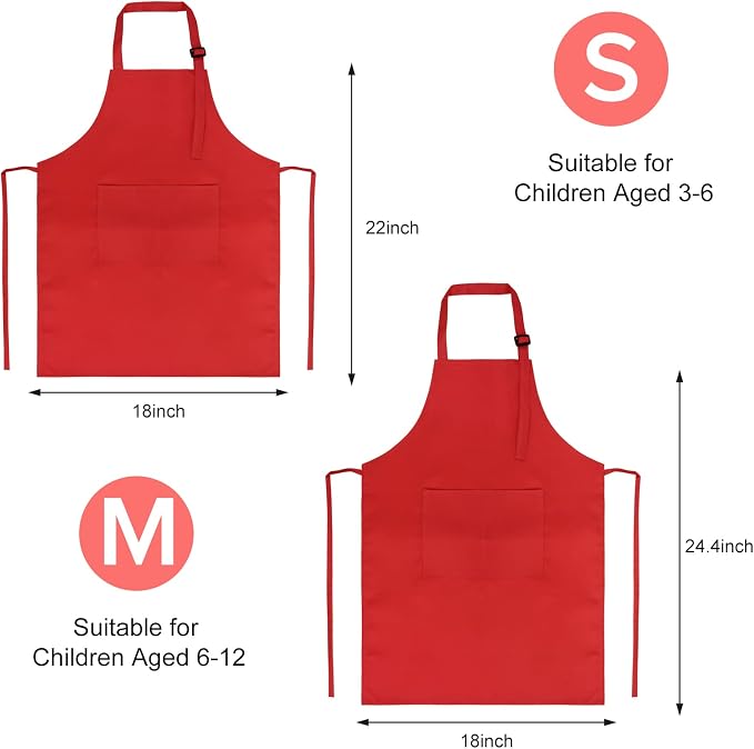 SINLAND Kids Apron with Pocket 2 Pack Children Chef Apron - Image 8
